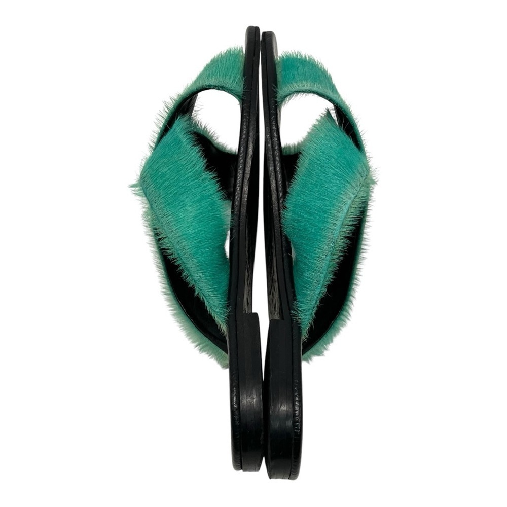 Avec Moderation St. Tropez Ponyhair Emerald Crossover Slide Sandals Women’s 39.5 - Picture 9 of 12